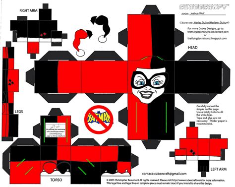 Harley Quinn From Batman Paper Toy Free Printable Papercraft Templates