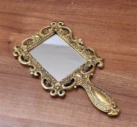 Crafticia Metal Handheld Mirror with Handle Vintage Compact for