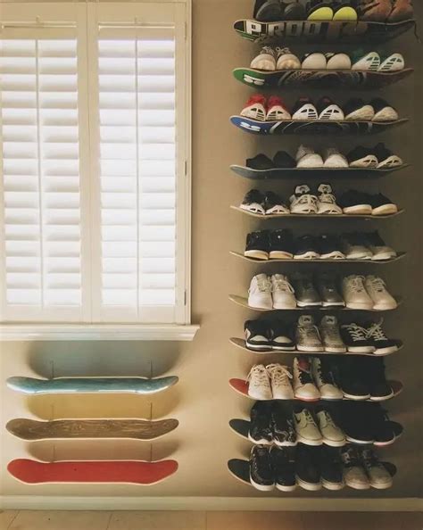 #4 create a shoe display proudly. Stop digging for your shoes. 30 ways to turn small shoe ...