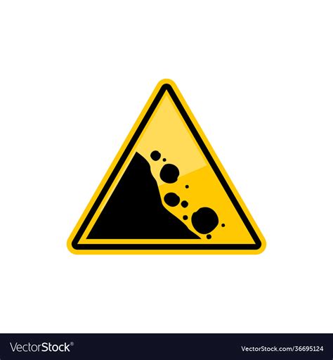 Falling Stones Or Mountain Collapse Warning Sign Vector Image