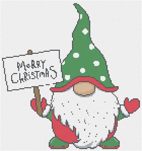 counted cross stitch printable pattern christmas gnome etsy