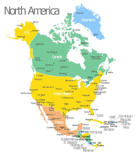 North America Map With Capitals Template South America