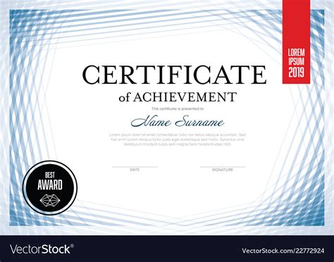 Modern Lines Certificate Template Royalty Free Vector Image