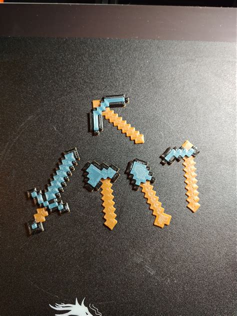 3d Impreso Mini Minecraft Tool Pins And Magnets Espada Etsy España
