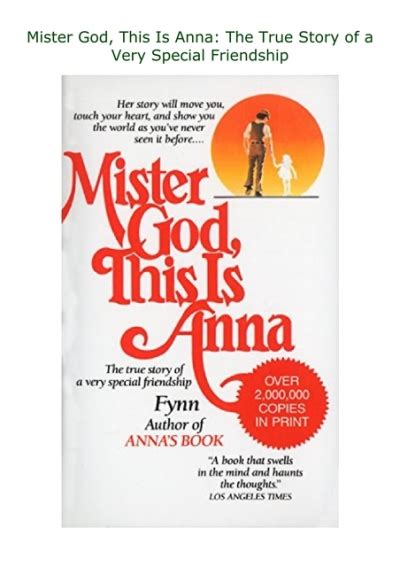 Book ️ Read ️ Mister God This Is Anna The True Story Of A Very