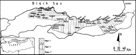 The Map Of Black Sea Region Located In Northern Turkey Showing The