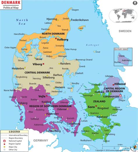 Denmark Map Europe Political Map Of Denmark