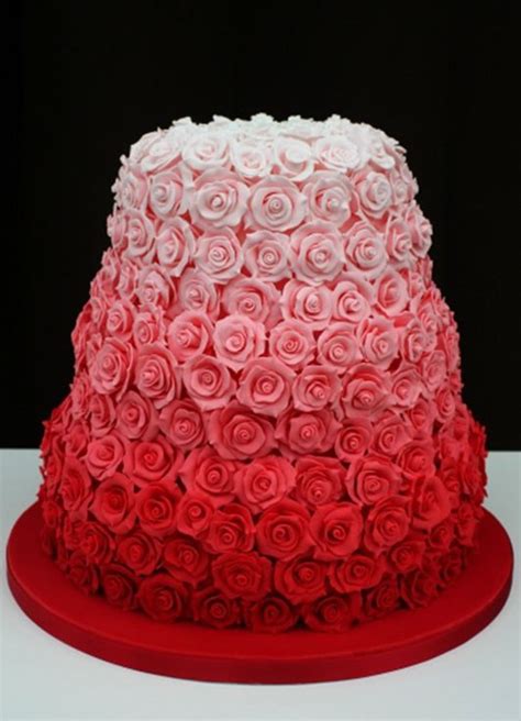 Ombre Pink Roses Cake A Wedding Cake Blog