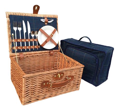 personalised filled wicker picnic basket for 2 people with etsy