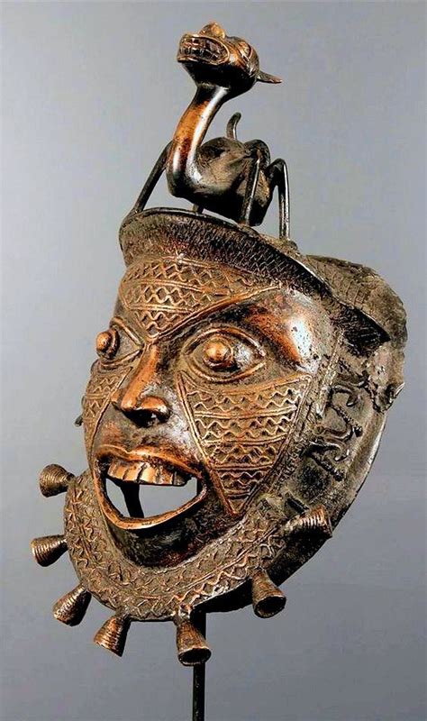 Bronze Benin People Mask West Africa Primitif Antik