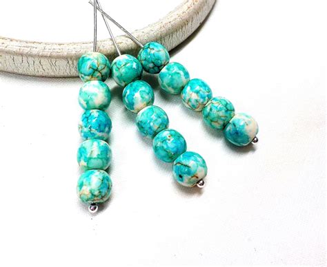 8mm Turquoise Howlite Beads Round Blue And White Howlite Etsy