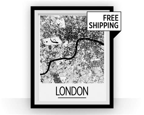 London Map Poster Uk Map Print Art Deco Series Etsy