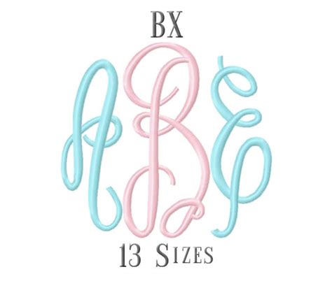 13 Size Bx Fonts Fancy Monogram Embroidery Fonts Embroidery Etsy Canada