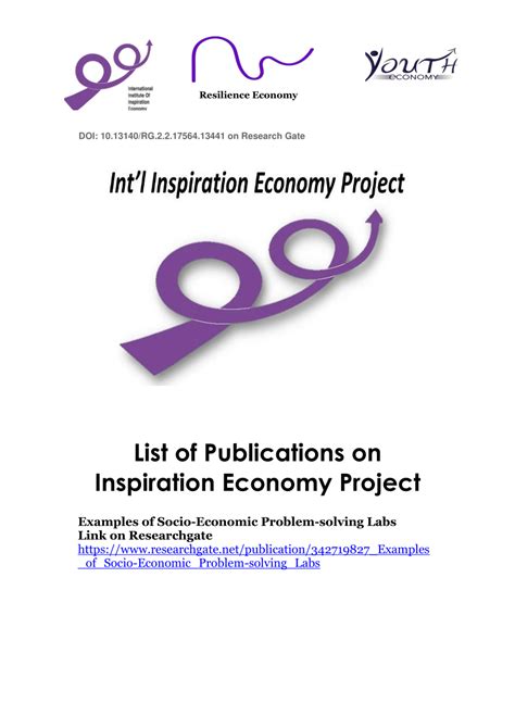Pdf List Of Publications On Inspiration Economy Updated Till 1 6 2022