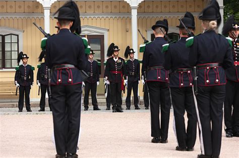 Ceremony Of Changing The Guard At The Royal Palace In Oslo Norway Stock