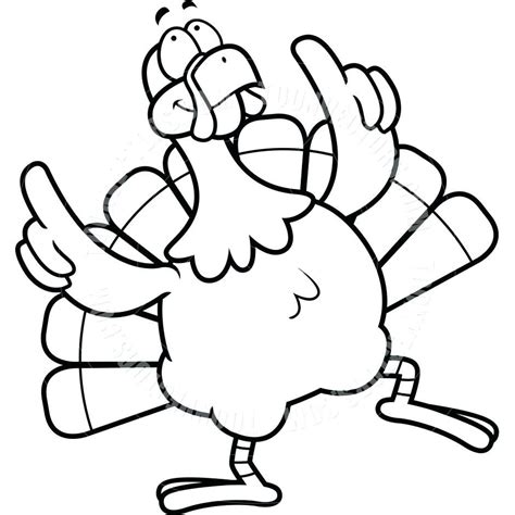 Turkey Outline Coloring Running Drawing Pages Clipart Printable Tom