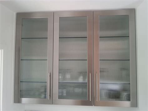 Stainless Steel Frame Glass Kitchen Cabinet Doors Stainless Steel