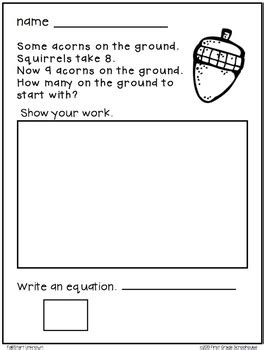 Have your students star in the word problems! Fall Math Subtraction Word Problems by First Grade ...