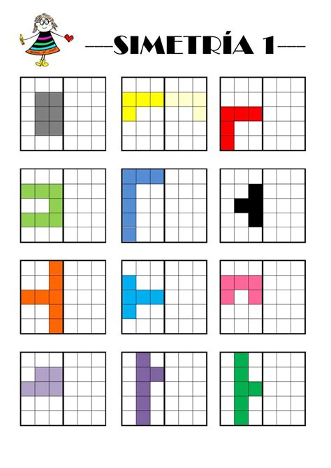Simetría 1 worksheet Math patterns Visual perception activities