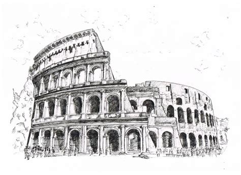 Colosseum Drawing ภาพประกอบ ศิลปะ ทัศนศิลป์