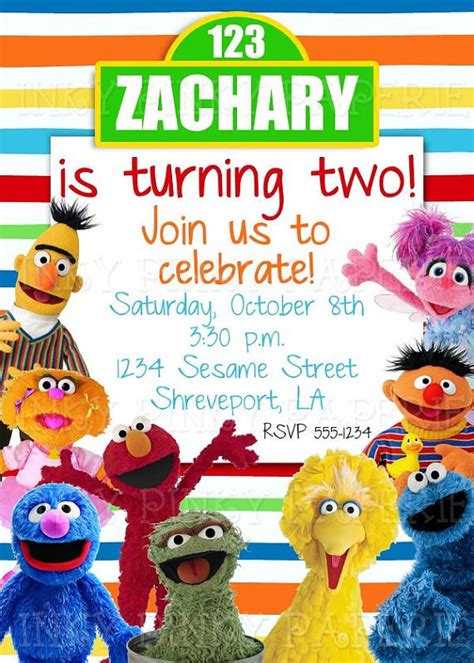 Sesame Street Gang Birthday Party Invitation By Inkypinkypaperie 2nd