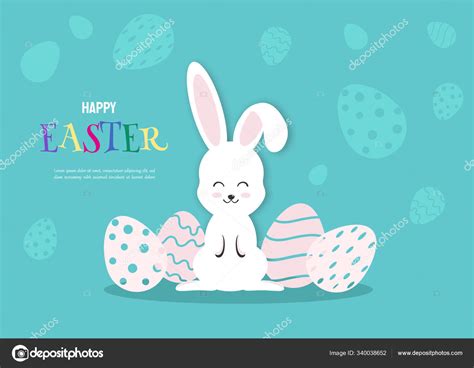 happy easter illustration white rabbit bunny on blue background stock vector image by