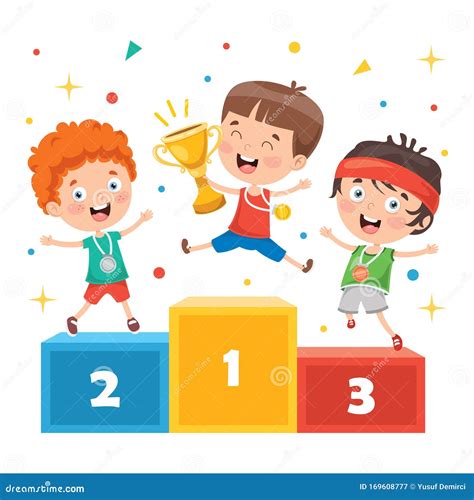 Little Kids Celebrating Championship Win Stock Vector Illustration Of