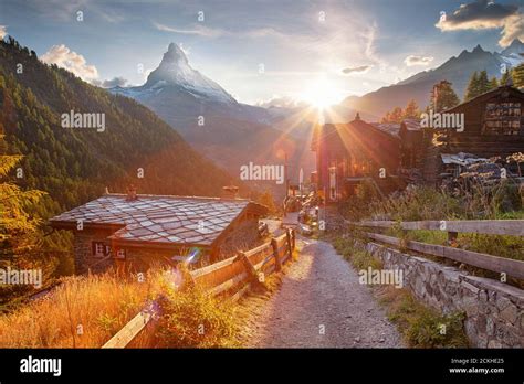 Swiss Alps Landscape Image Of Swiss Alps With The Matterhorn During