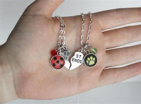 Ladybug Chat Noir Bff Necklace Set Friendship Jewelry Etsy Bff