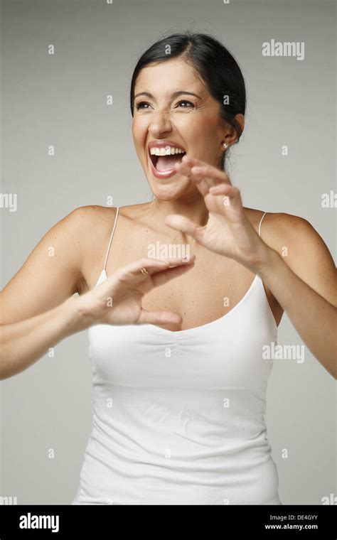 Beautiful Latin Woman Screams Stock Photo Alamy