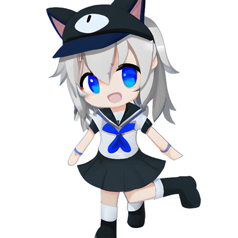 Anime Cat Girl Kawaii Chibi En Uniforme Avec Chapeau Et Chaussure