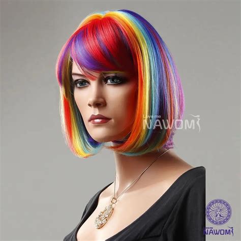 Nawom Brand Women Fashion Sex Girl Colorful Cosplay Rainbow Wigs Hair Anime Christmas Role Play