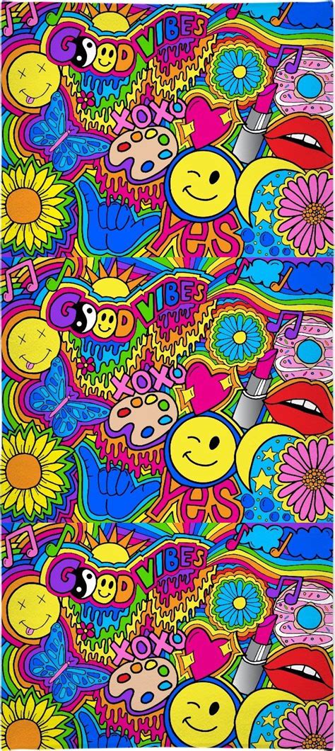 Hippie Vibes Towel Hippie Wallpaper Hippie Painting Art Collage Wall