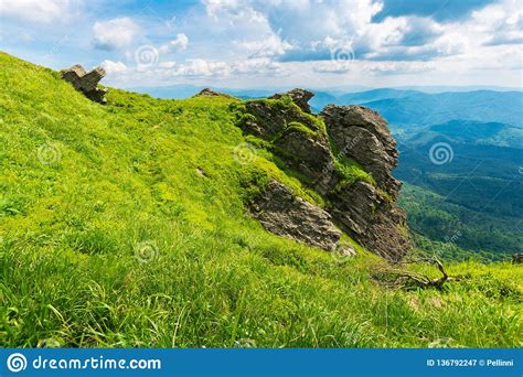 Rocky Formation On A Grassy Hillside Stock Image Image Of Natural