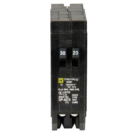 Square D Homeline 30 Amp 20 Amp Single Pole Tandem Circuit Breaker