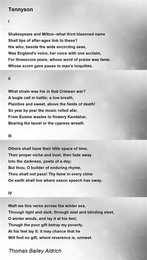 Tennyson Tennyson Poem By Thomas Bailey Aldrich