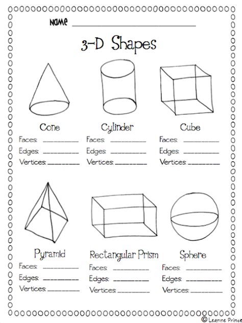 Mrs Prince And Co Freebieas Promised 3d Shapes Worksheets