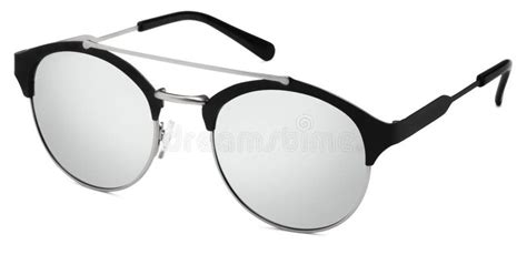 Silver And Black Sunglasses Argent Mirror Lenses Isolated On White