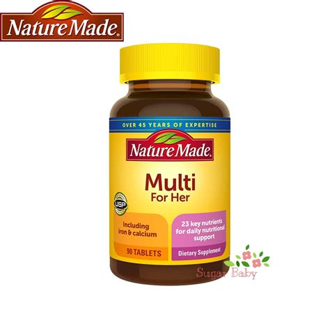 Nature Made Multi For Her With Iron And Calcium 90 Tablets วิตามินรวม