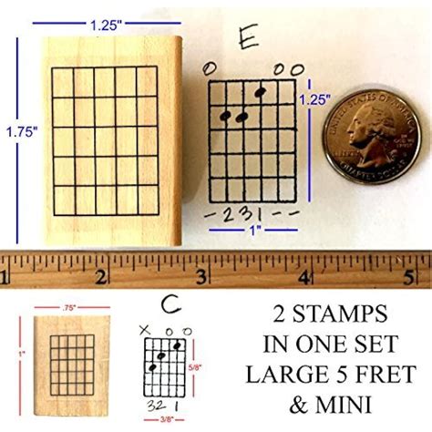 Guitar Chord Stamp Set 2 Fretboard Rubber Stamps 5 Fret Large And Mini Ebay
