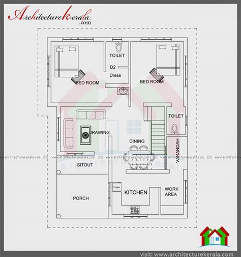 Elegant 2 Bedroom House Plans Kerala Style 1200 Sq Feet