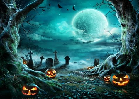 Cemetery Scary Pumpkin Halloween Party Backdrop Studio Stage