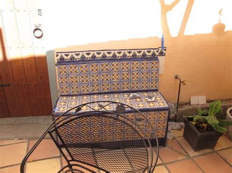 Check out our outdoor bench selection for the very best in unique or custom, handmade pieces from our patio furniture shops. mexican benches | Mexican Decorative Tile In An Outdoors ...