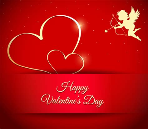 Cupid Angel With Golden Heart Valentines Day Vectors 02 Free Download