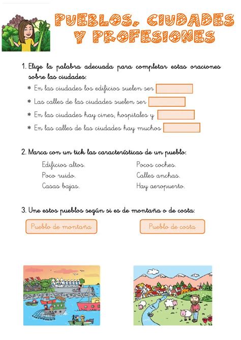 Ejercicio De Pueblos Ciudades Y Profesiones Worksheets Texts