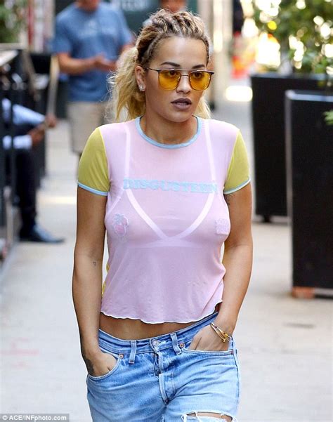 Rita Ora Pictured In See Through T Shirt As She Parades Her Unique Style In Nyc Daily Mail Online