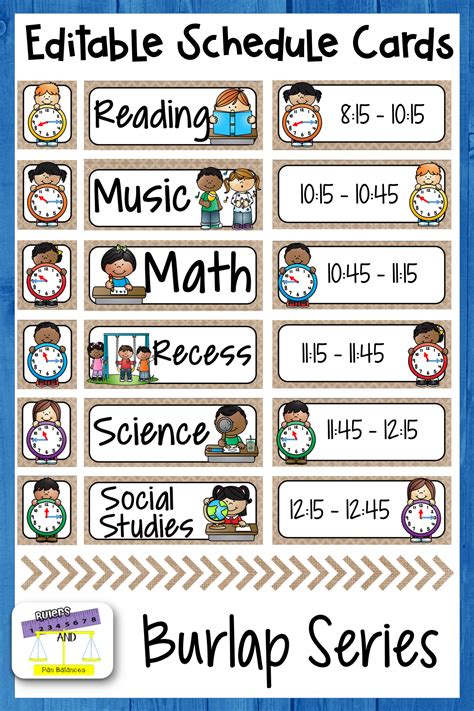 The Editable Schedule Cards For Reading Music And Math