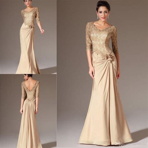 2014 Lace Mother Of The Bride Dresses Champagne Gold Half