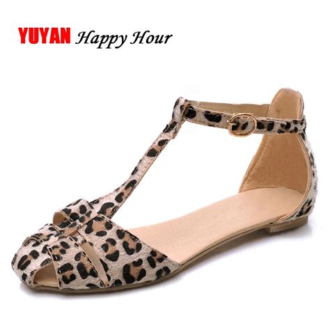 Leopard Print Flat Heel Womens Sandals 2018 Summer Women Summer Shoes 2018 Summer Shoes Fashion