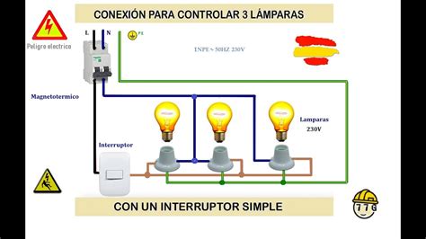 Conexión Para Controlar 3 Lámparas Con Interruptor Simple Youtube